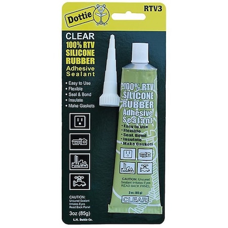 Dottie Silicone Sealant, 3 oz., Carded Tube, Clear, Silicone Base RTV3